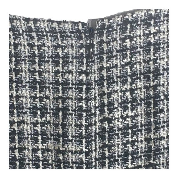 Talbot Black White Tweed Fringe Hem A Line Dress - Picture 12 of 13